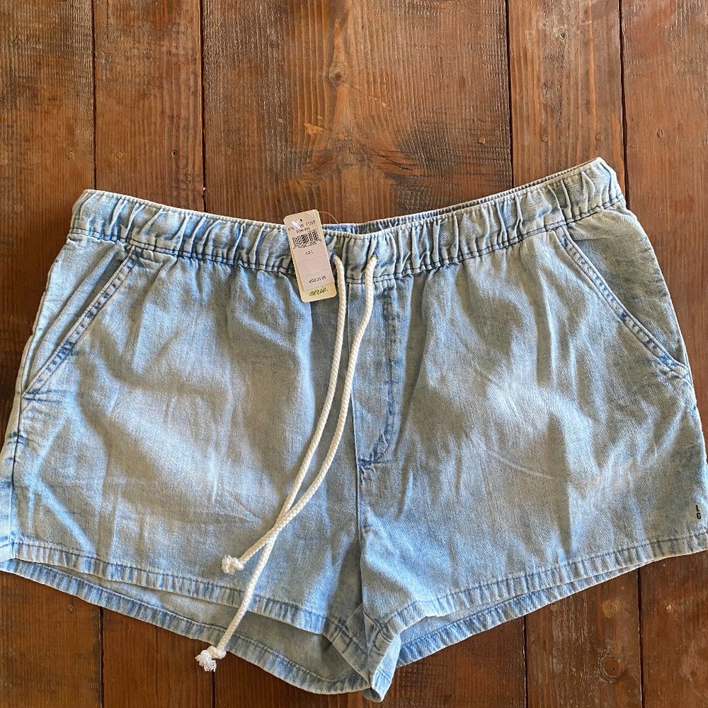 Aerie | Pull-on drawstring denim shorts NWT